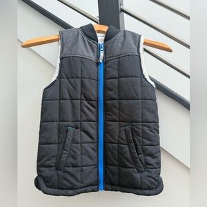 Cat & Jack Black and Gray Quilted Vest with Blue Zipper